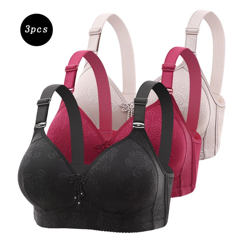 3-Piece Comfortable Lace Sports Bra Set for Women - Plus Size Cross-Back Design