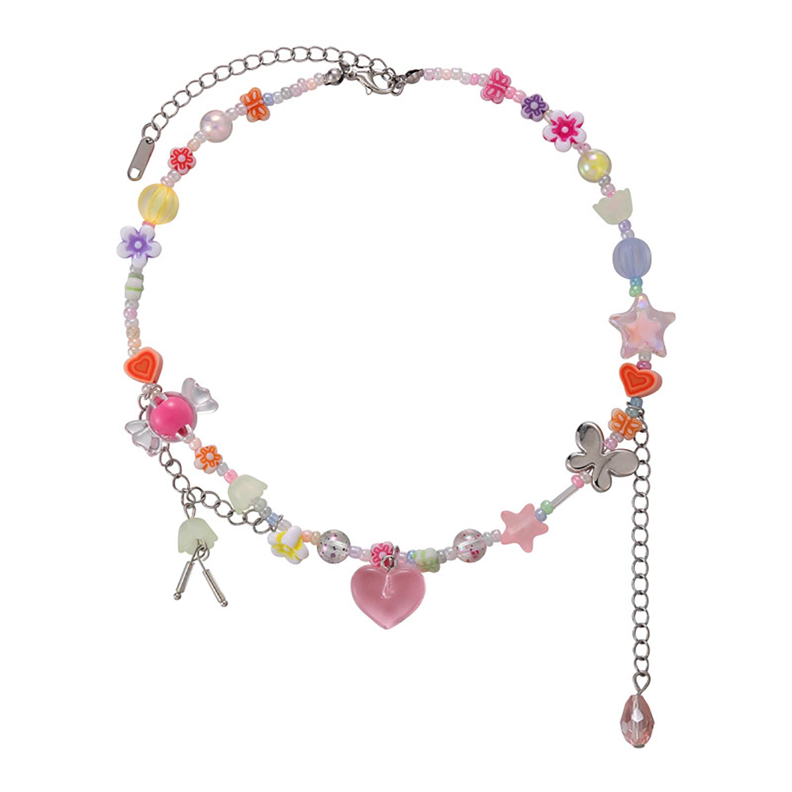 

Элегантное ожерелье с кулоном в виде сердца и банта, ожерелье с цветком ручной работы, модное украшение на шею для женщин и девочек B