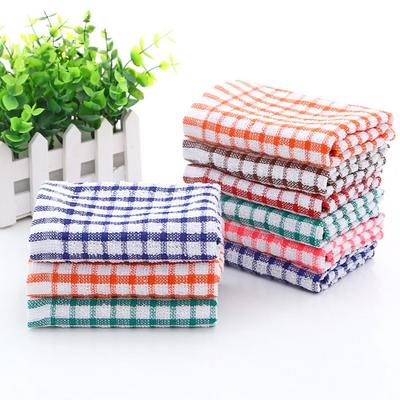 Kitchen Towels 6 Pack Plaid Print Cotton Towels Non-scratch Dishcloths for Home Restaurant Hotel Highly Absorbent Quick-drying