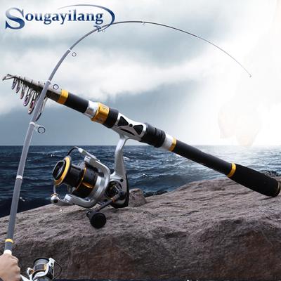 Spinning Fishing Rod and Reel Combos Carbon Fiber 1.8m-2.4m with 13+1BB Reel Outdoor Sports Fishing