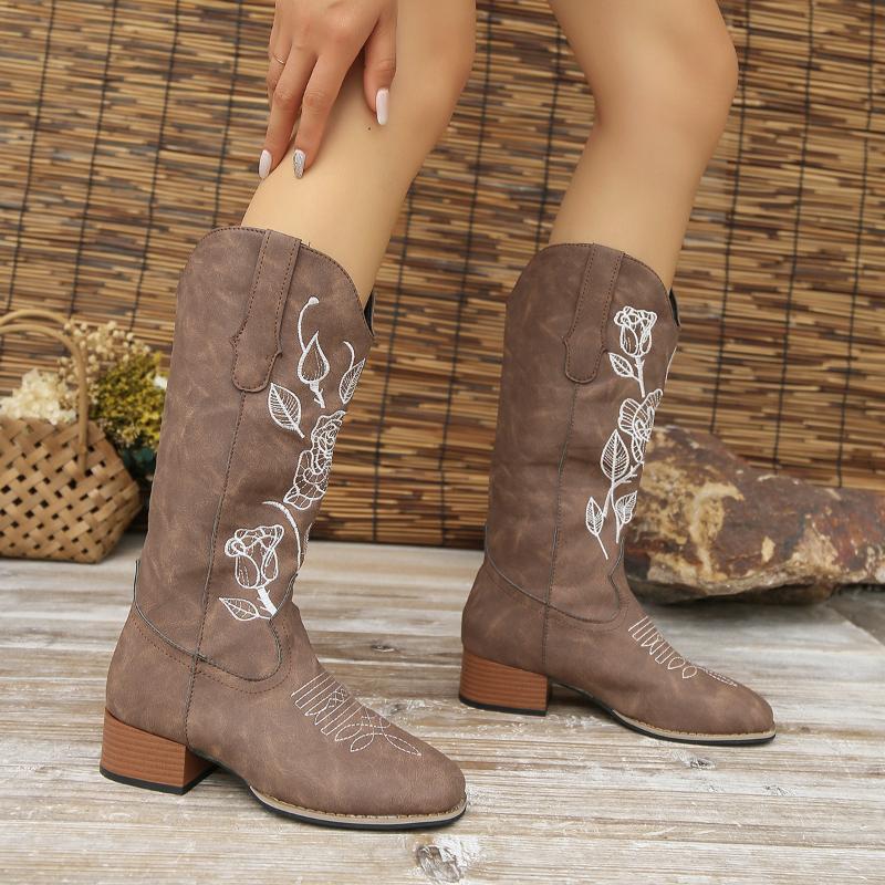 Women Print Mid Calf Chelsea Boots New Mid Heels Gladiator Shoes Fashion  Winter Chunky Motorcycle Boots Walking Pumps Botas
