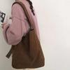 Large Capacity Corduroy Shoulder Bag Cotton Cloth Solid Color Shoulder Bag  Women
