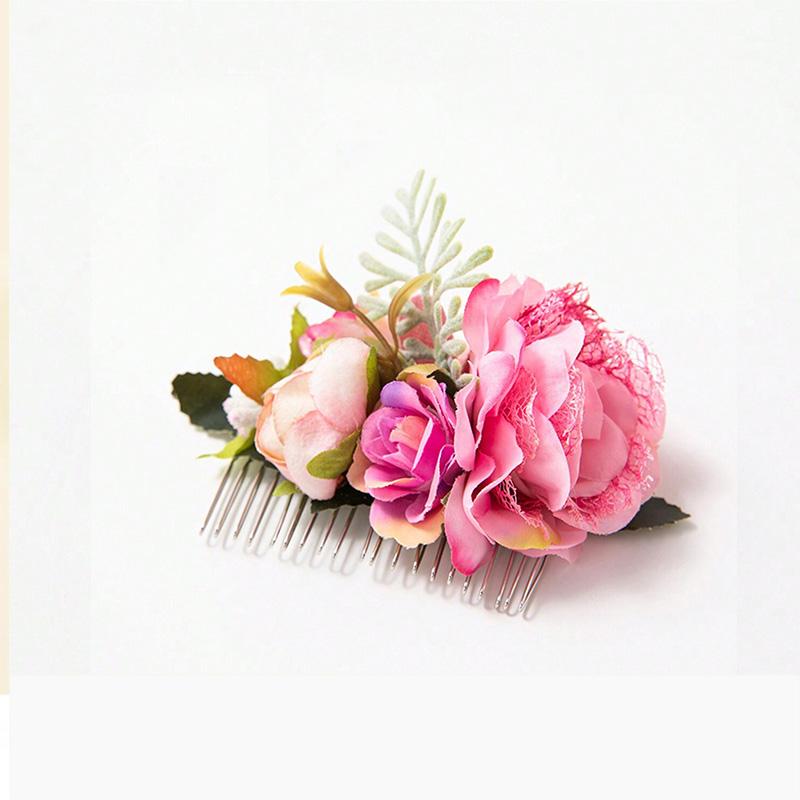 1 Stück Braut Strandurlaub Simulation Stoff Romantische Rose Kamm Blume Mode Vielseitig Platte Haar Wald Serie