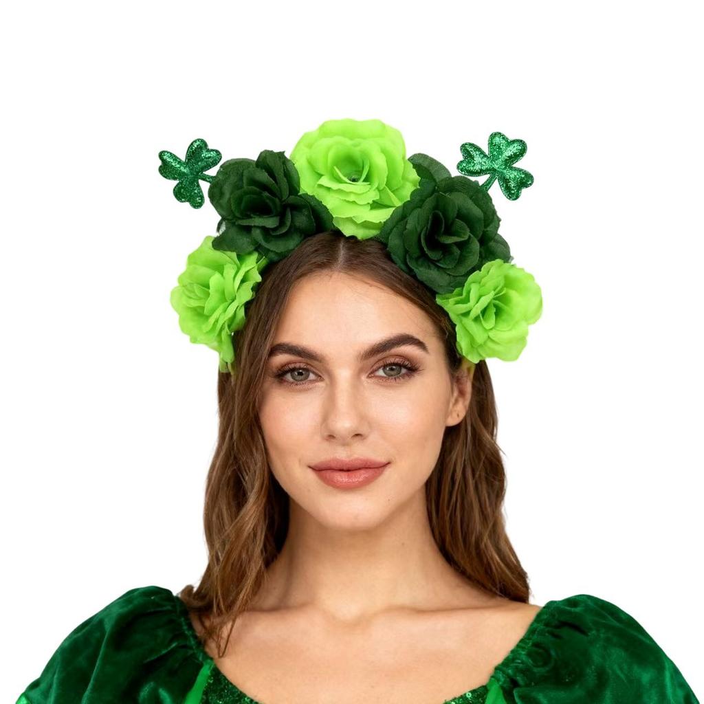 New Irish Day Headband Clover Rose Headband St. Patrick's Day Carnival Party Headpiece