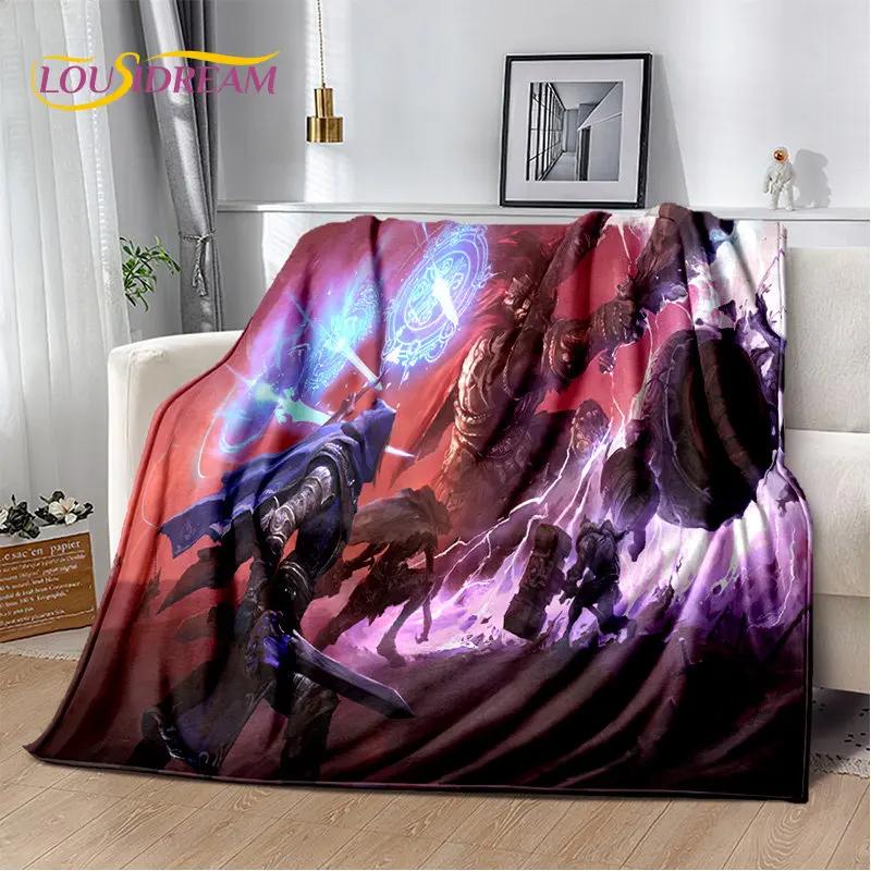 Elden Ring Jeu Joueur Couverture Peluche Douce Imprimée en 3D, Couverture Flanelle Couverture Jetée pour Salon Chambre à Coucher Lit Canapé Couverture Pique-nique