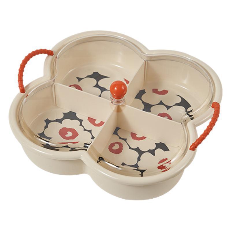 Four-grid Dried Fruit Box Cream Air-dried Fruit Plate Snacks Dried Fruit Candy Snack Plate Living Room Front Desk Fruit Plate Nut Plate