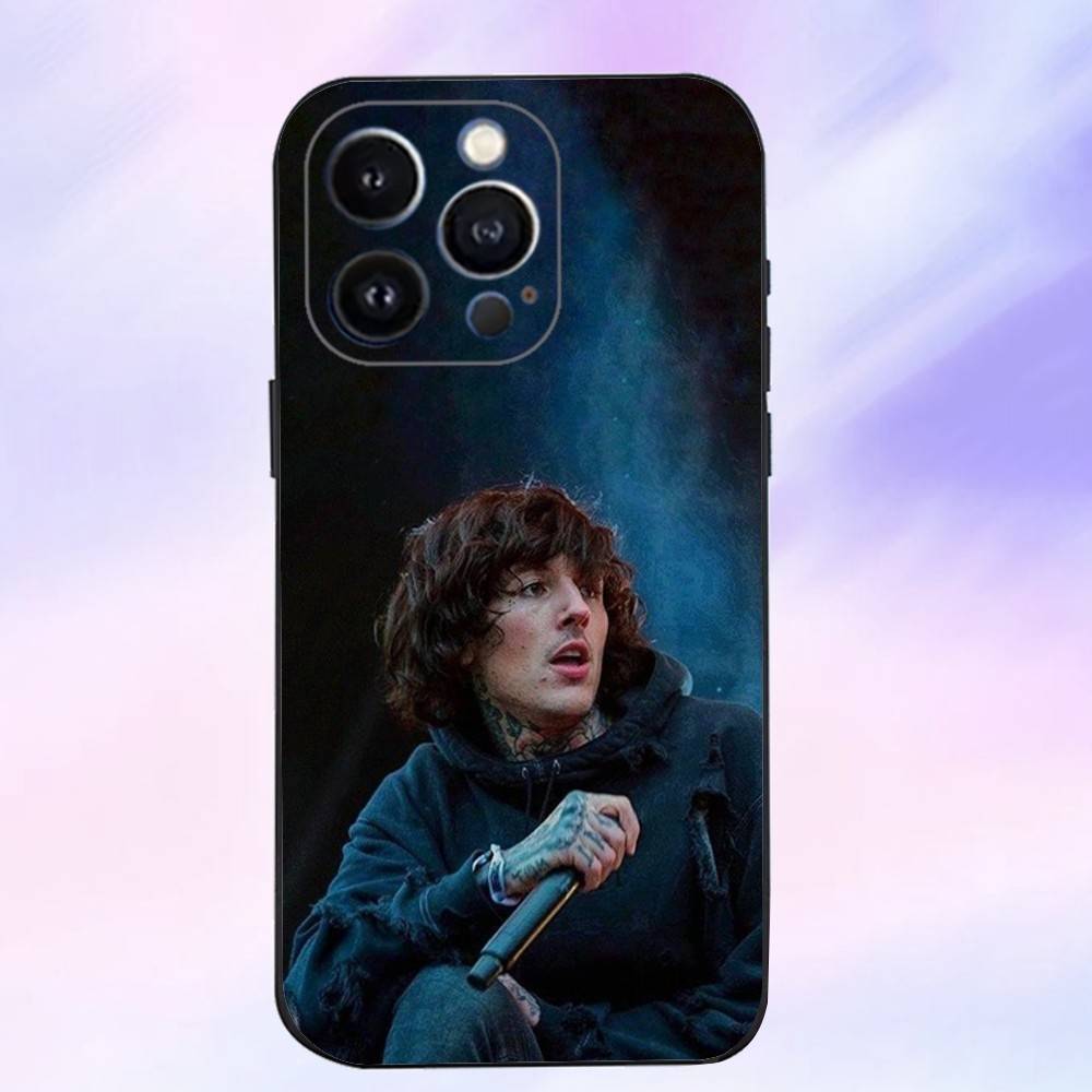 Portami l'H-Horizon B-BMTH Custodia per Telefono per iPhone 16,15,14,13,12,11 Plus,Pro Max,XS,X,XR,SE,Mini,8,7,Copertura Nera in Morbido Silicone