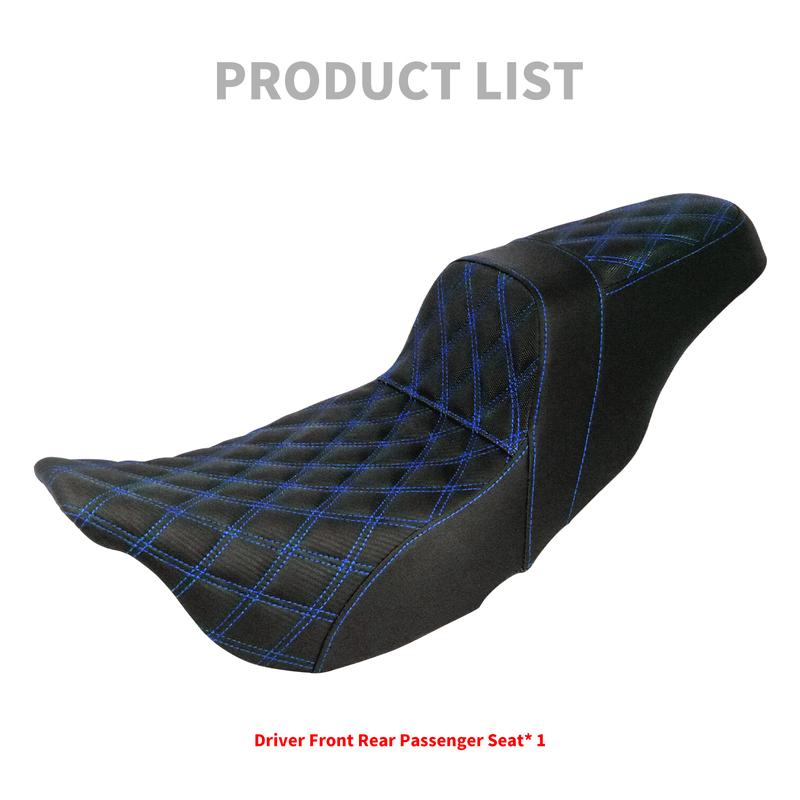 Two Up Driver Front Rear Cushion Seat Motorcycle Red/Blue/Orange Passenger Seat For Harley Touring Road Street Glide 2009-2023