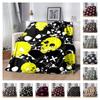 Schwarz-Gelbe Totenkopf-Flaneldecke, Weiche Warme Überwurfdecke mit Punk-Totenkopf-Print, Gemütliche Bettwäsche für Gothic- & Rock-Fans