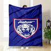 Tiger Emblem On Blue Background Printed Flannel Blanket for Bedroom, Living Room, Sofa, and Nap