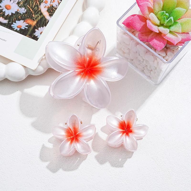 3Pcs/Set Sweet Flower Colroful Gradient Hair Claws Ponytail Cip Clamp Barrettes Hairpins For Women Girl Beach Hair Accessories