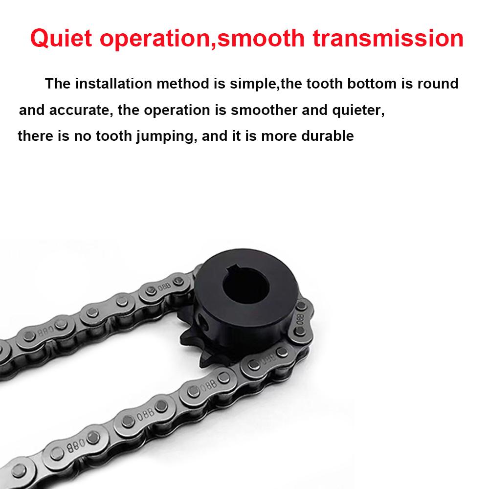 4-point 08B Sprocket Industrial Gear 22T-30Teeth 45 # Steel Inner Hole: 20-40mm Steel Blackened 08B High-frequency Quenching