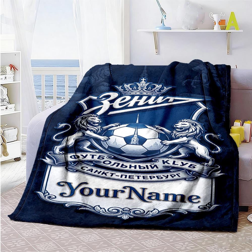Fc Zenit Saint‑petersburg Personalized Text Blanket Cozy Customizable Blanket Ultra-Soft Great for Living Room Seaside Couch Livingroom