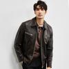 American Retro Men's Leather Leather Jacket Goatskin Short Lapel Pilot Leather Jacket Men's Jacket