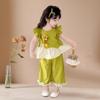 Girls Summer Flutter Sleeve Sweet Doll Blouse Two Piece Set Fashionable Chic Kids Clothing Outfit
