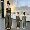 Girls' Autumn Striped Long Sleeve T-Shirt & Cropped Pants Set