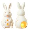 Easter Bunny Candle Holder Cute Bunny Resin Statue with LED Light White Bunny Figurine Rustic Table Centerpiece for Home Spring Decor
