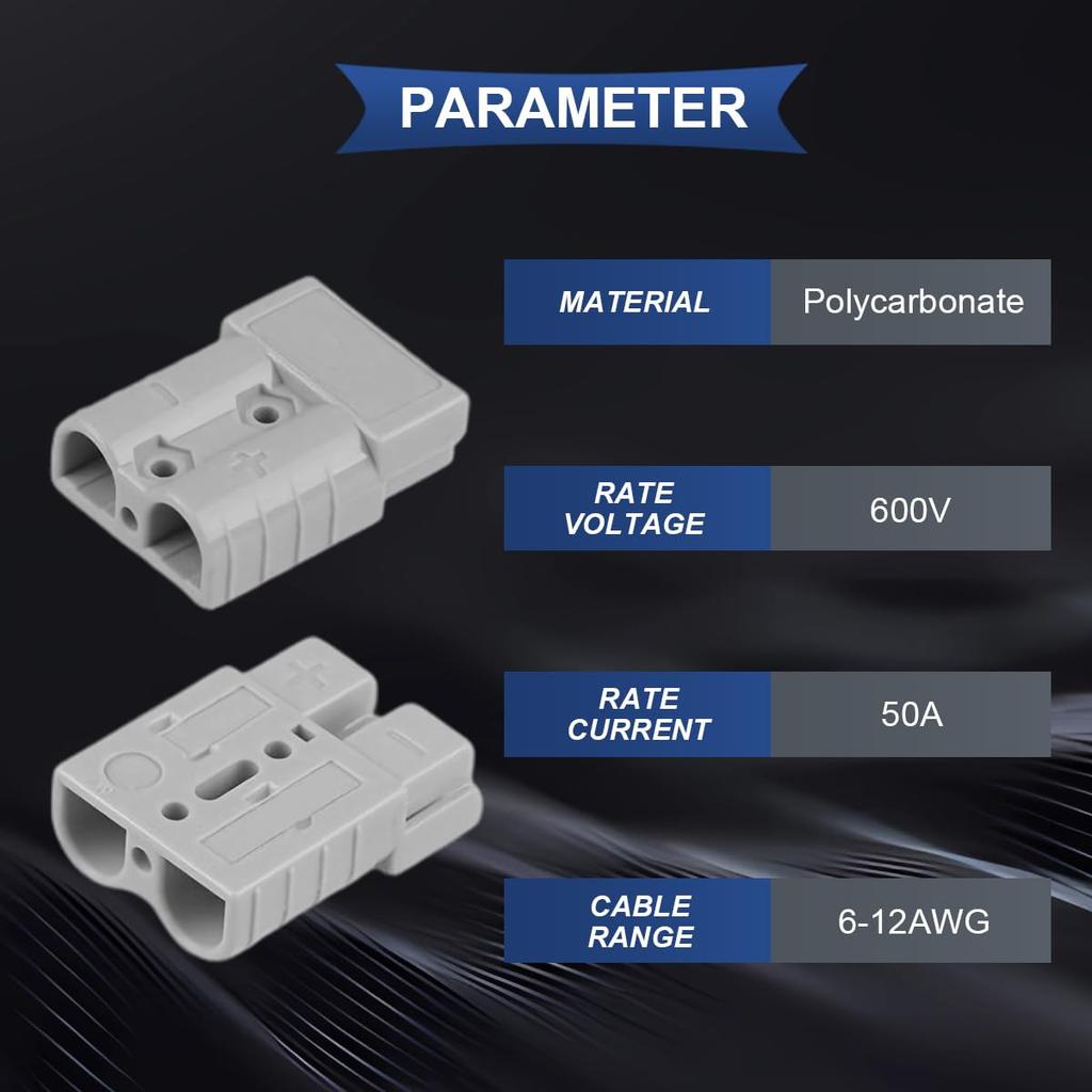 Xiatiaosann 2pcs 50A Connector Monuting Panel Quick Connect/Wire Harness Plug 600V 6-12 Gauge