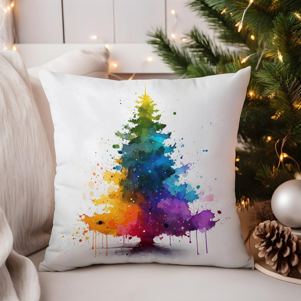 Heimdeko Buntes beleuchtetes Weihnachtsbaum-Muster Kissenmuster Kissenbezug Geeignet für Sofa Schlafzimmer Auto Kissenbezug