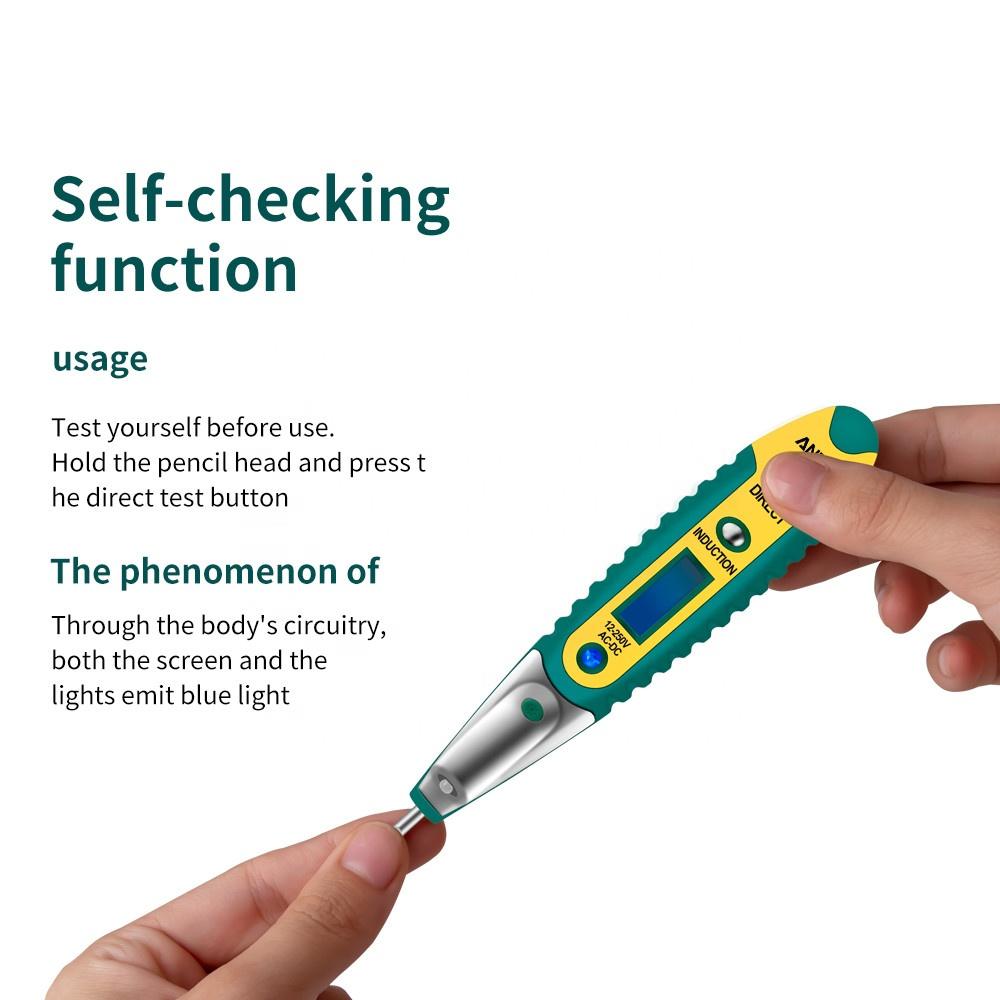 VD700 Electrical Tester Pen Screwdriver 12-250V AC DC Outlet Circuit Voltage Detector Test Pen With Night Vision Power Meter