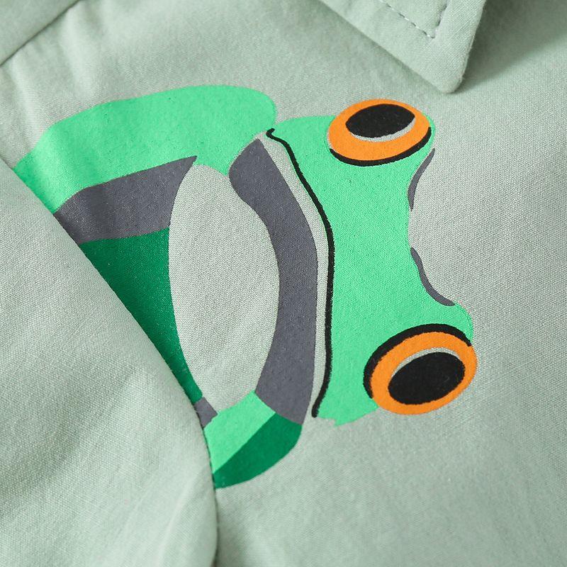 Boys' FROG Short-Sleeved Shirt Summer Children's Short Sleeve Shirt K-style Casual Children Lapel Half Sleeve Tops