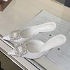 Moda Eilyken Nuova Moda Tacchi Sottili in Cristallo Zoccoli Pantofole da Donna Eleganti Punta Acuta Scarpe da Banchetto Festa Ballo di Fine Anno per Signore