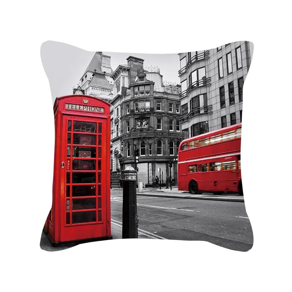 British Style Cushion Cover 18x18 Inches Pillow Case Red Blue Pillow Covers Retro Home Decorations Throw Pillow Case for Couch