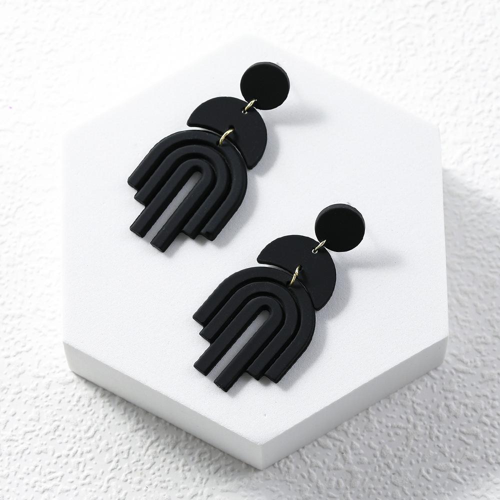 

Acrylic Geometric Stylish Dangle Earrings For Women Asymmetric Winter Fashion чорний