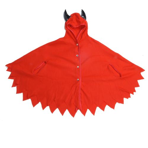 Kids Devil Hooded Cape Red With Horns Halloween Party Costume One Size