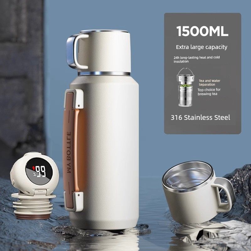 German Large-Capacity Thermos Cup for Men, 316 Stainless Steel Water Bottle, 2024 New Model for Women, Winter Tea Brewing Cup