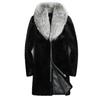 Mink Coat Men's Mink Hair Velvet Slim Fit Long Oversized Silver Fox Fur Collar Whole Mink Fur Coat