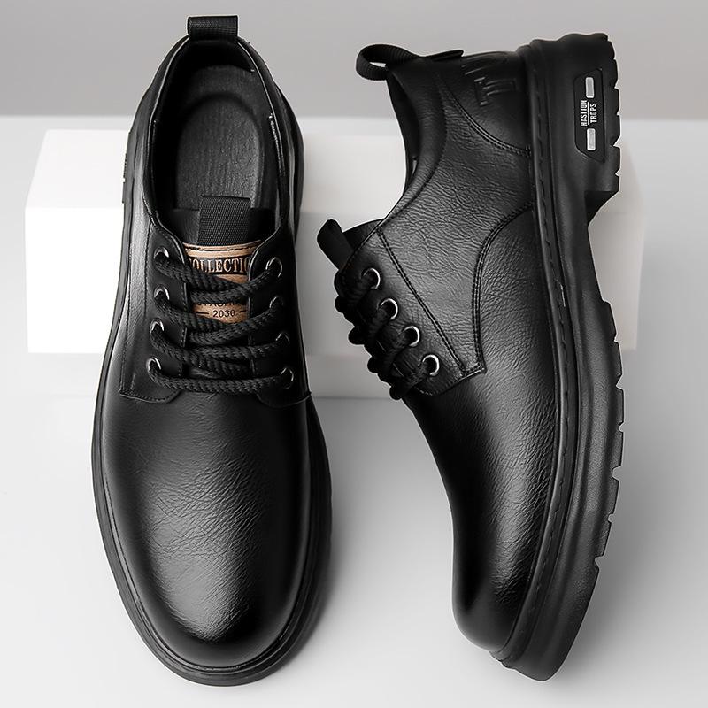 Sapatos Casuais de Couro Masculinos Artesanais 2024 - Costura Retrô, Resistentes ao Desgaste, Design de Cadarço para Roupa de Trabalho de Primavera e Outono