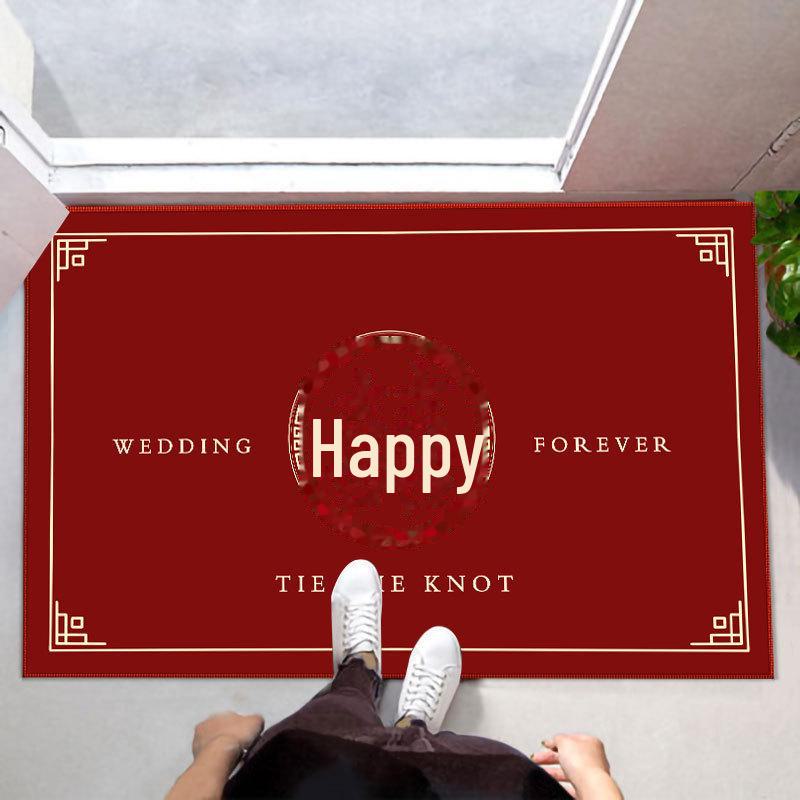 Kırmızı Düğün Kapı Paspasları - Yeni Evlilerin Dekorasyonu İçin Şık Giriş Halısı