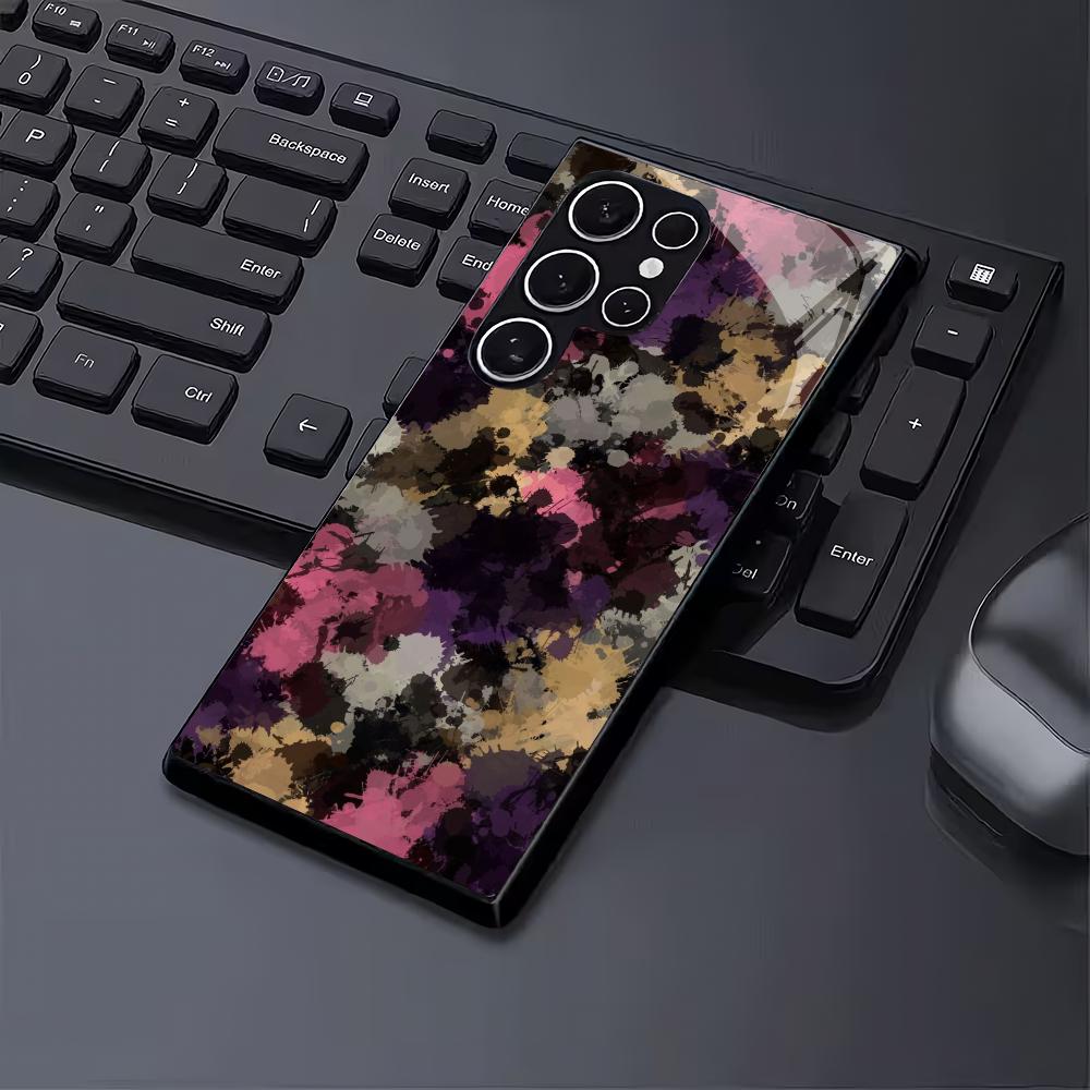 Coque de téléphone en verre trempé style graffiti adaptée pour Samsung Galaxy S26 S25 S24 S23 S22 S20 FE/Ultra/Plus coque arrière anti-chute