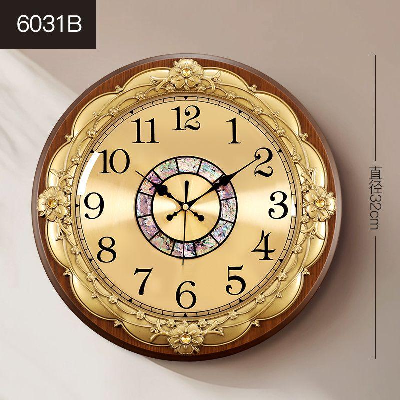 Retro Solid Wood Wall Clock, Living Room Home Fashion Wall-mounted Timepiece, Round High-end Silent Wall-mounted Watch