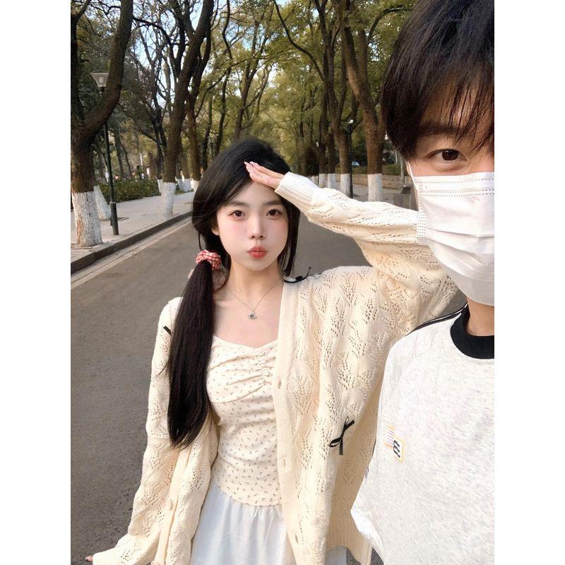 

Весенний преппи стиль вырезной внешний платок вязаный кардиган Beige S [Suggested 35.00 kg-45.00 kg]]