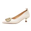 1293-2 Pointed Thin Heels High Heels Commuting Temperament Shallow Mouth French Metal Buckle 2025 New Fashion Single Shoes Women
