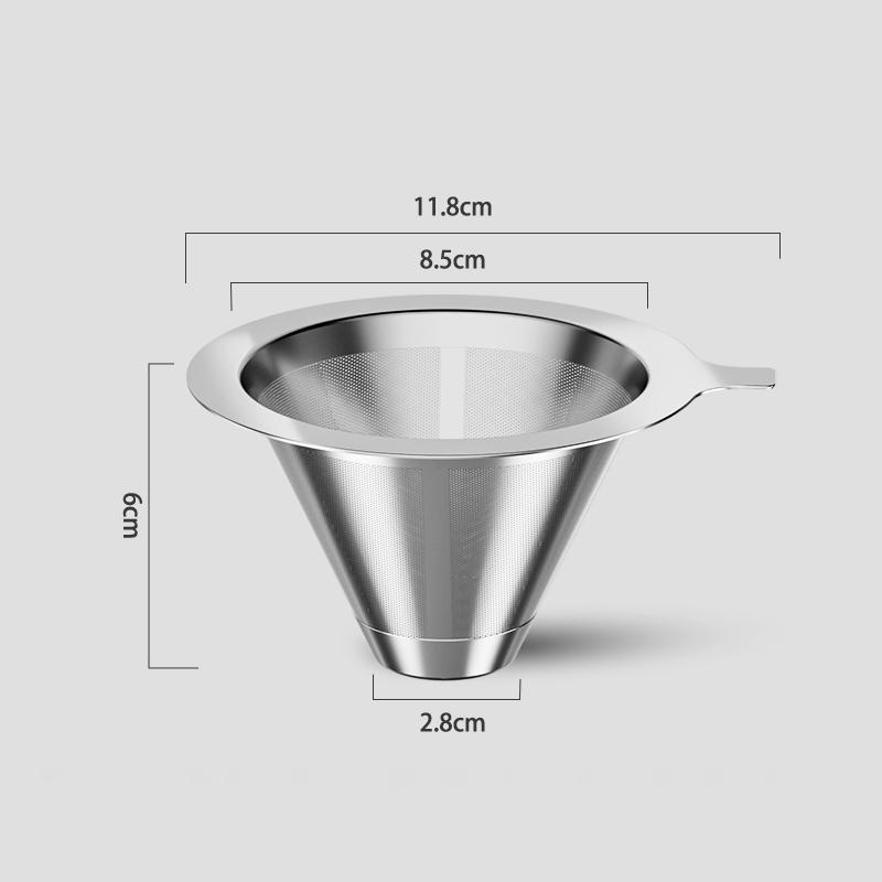 

Воронка для кофе из нержавеющей стали 304 с мелкой сеткой, двухслойные кофейные аксессуары, многоразовый конический фильтр для кофе, практичный и долговечный