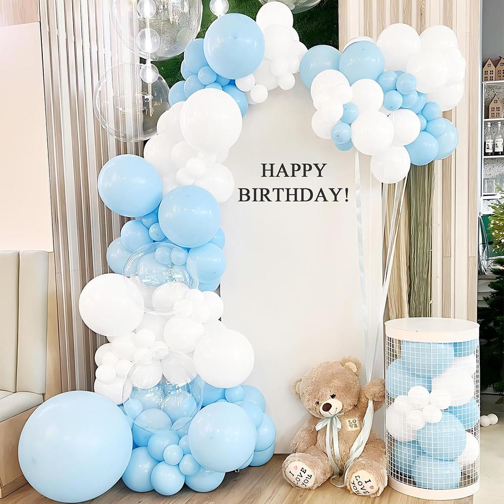 Pastel Blue Balloons Garland Baby Blue White Balloon Arch Kit Wedding Graduation Baby Shower Birthday Party Decoration Globos