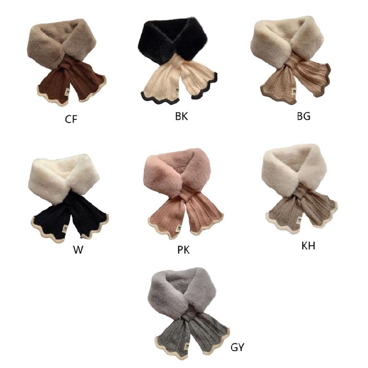 Warm Cross Knitted Scarf Patchwork Autumn Winter Neck Scarf for Women Girls