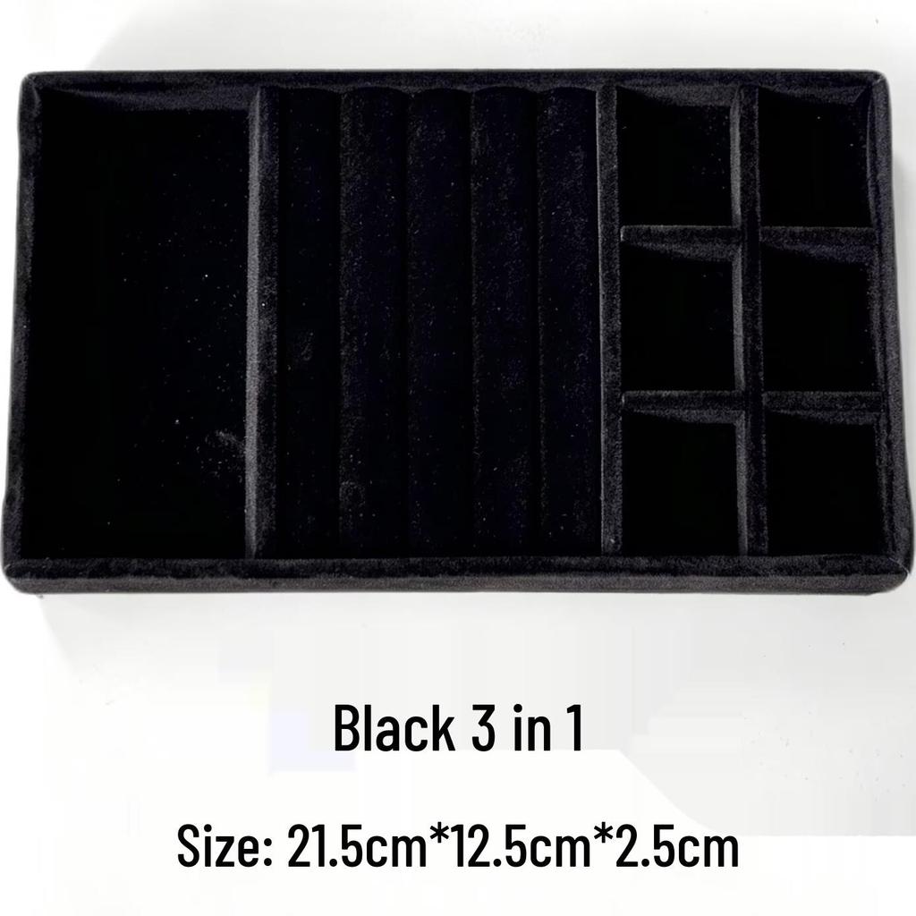 Velvet Jewelry Box – Ring and Earring Tray with Bracelet Compartment