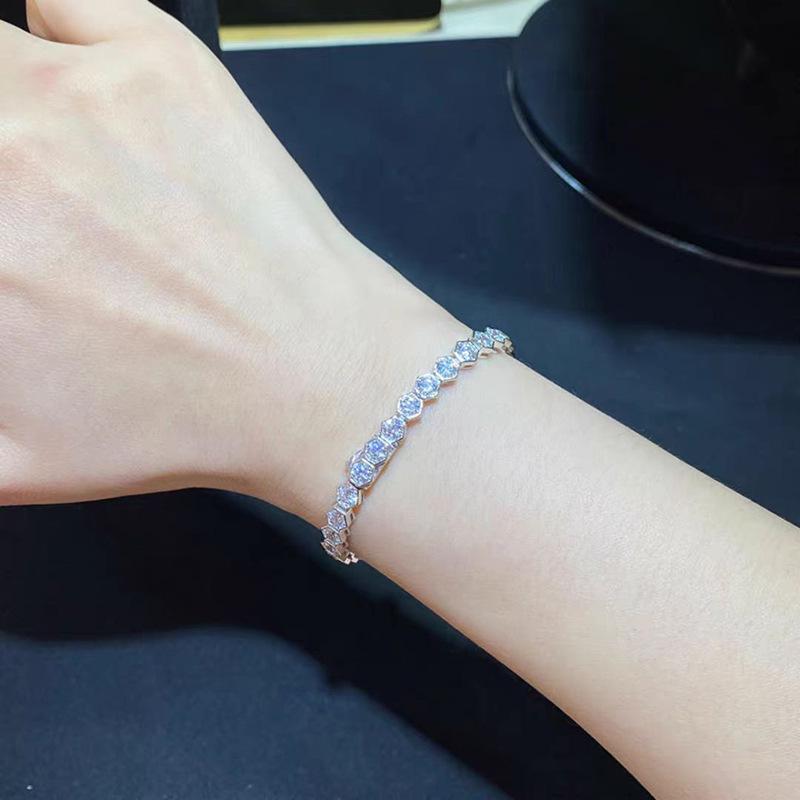 Zhuozhifan S925 Silber Hochkarbon Diamant Waben Minimalistisches Armband
