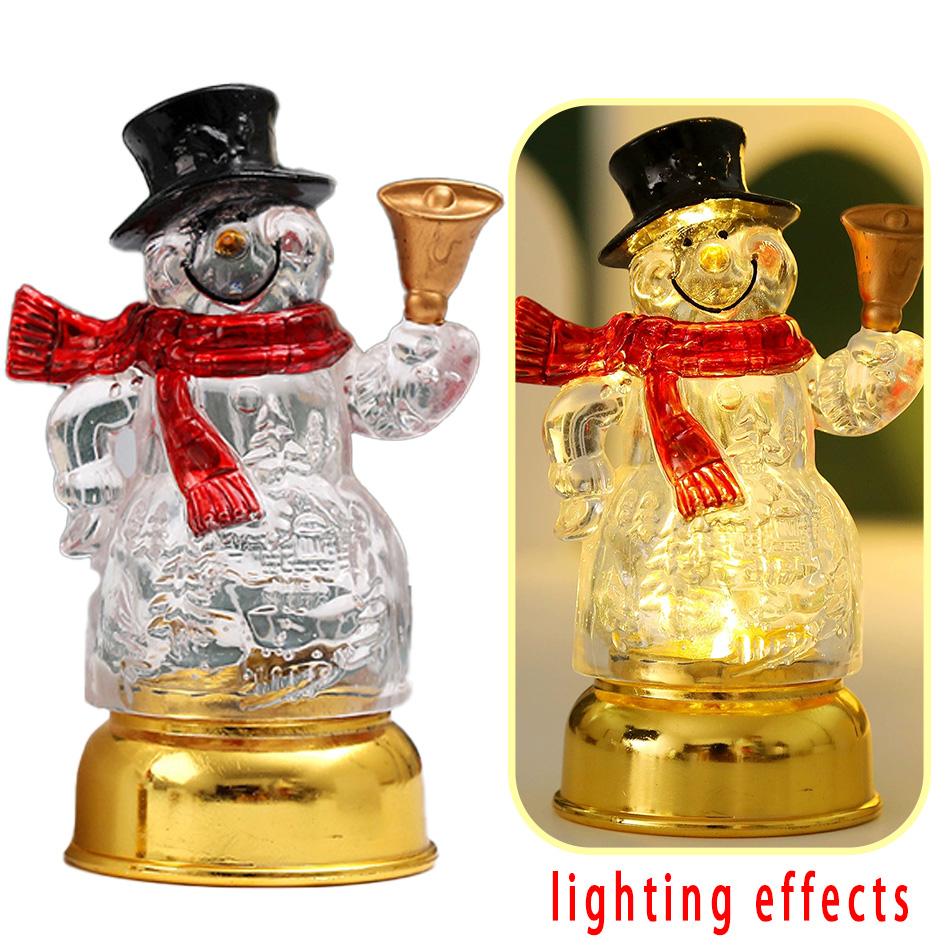 Christmas Decoration Snowman Night Light Tabletop Decor Cute Figurine Holiday Gift Xmas Party Home Office LED for Kid Friendly Entertaining Fun Play