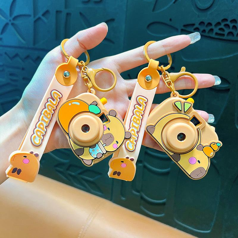 Cute Capybara Projector Camera Keychain Pendant Bag Decor Couple Gift Student Bapa Accory Lovely   home accessories