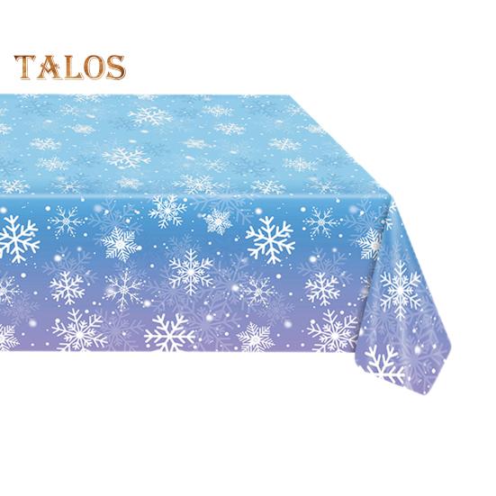 3/6 Pack Christmas Tablecloth Winter Holiday Snowflake Dining Tablecloth Plastic Disposable Table Cover for Christmas Party Decoration
