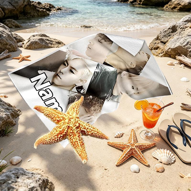 Custom Name Personalized BIGBANG Print Beach Towel, for Trip Camping Beach Party Home Decor, Birthday Gift for Family & Friends