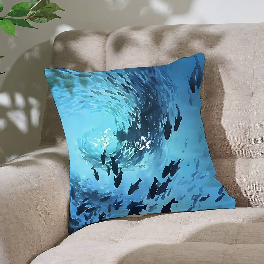Quiet And Ethereal Blue Customizable Square Pillowcases Stylish And Soft Perfect For Beds Cars And Sofas