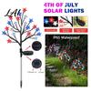 Independence Day Yard Decorations 4th of July Solar Garden Lights Red White Blue Star Outdoor Summer Party Lighting String Waterproof Flexible
