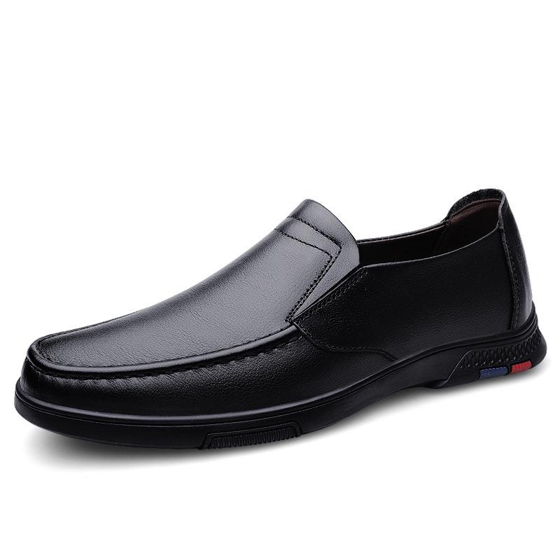 Men s Two-Layer Cowhide Leather Loafers - Breathable, Casual, Formal, British Slip-On Design 40