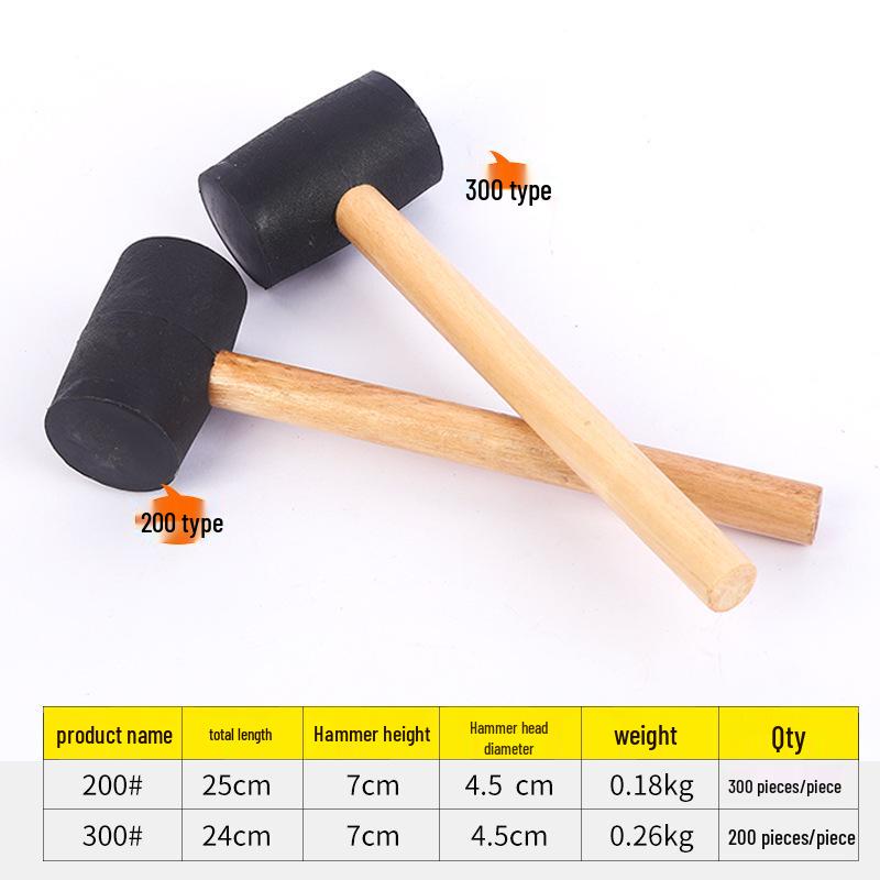 American Style Wood Handle Rubber Mallet - Shockproof Floor Laying & Home Decoration Tool